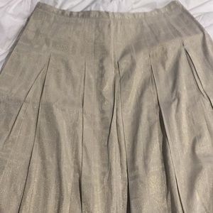 Burberry London Pleated Gold Knee Length Skirt